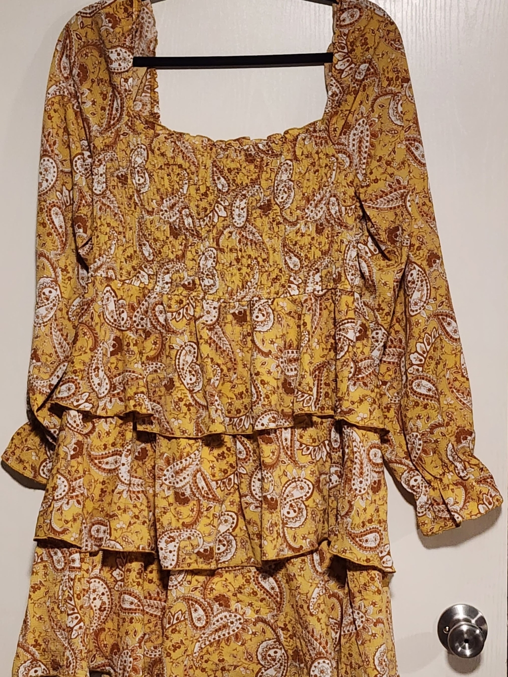 Inspired Hearts Yellow Paisley Ruffle Mini Dress XL NWOT
